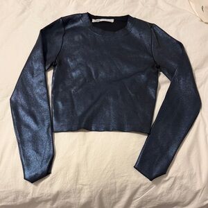 Zara Blue Shimmer Long Sleeve Top